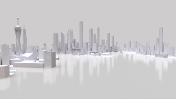 Trójwymiarowy krajobraz nowoczesnego miasta. Ogromny układ metropolii. Fotografowanie lotnicze. Kanał alfa do produkcji wideo i reklamy. Renderowanie 3D. — Wideo stockowe