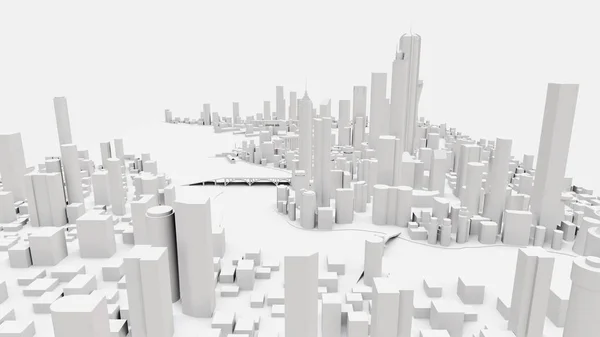 Tredimensionellt landskap i den moderna staden. Metropolens enorma layout. 3D-rendering. — Stockfoto