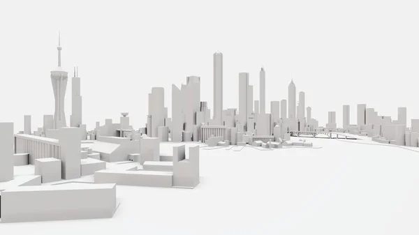 Paysage tridimensionnel de la ville moderne. L'immense aménagement de la métropole. rendu 3D. — Photo