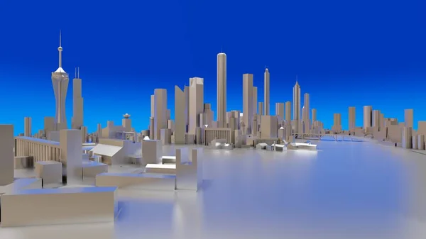 Тривимірний ландшафт сучасного міста. Величезне планування мегаполісу. 3D візуалізація . — стокове фото