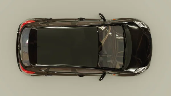 Черный городской автомобиль с бланшированной поверхностью для вашего креативного дизайна. 3D рендеринг. — стоковое фото