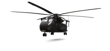 Beyaz arka planda askeri ulaşım ya da kurtarma helikopteri. 3d illüstrasyon.