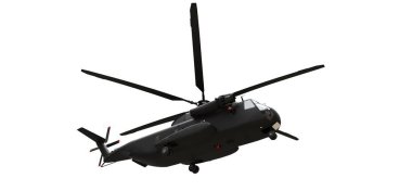 Beyaz arka planda askeri ulaşım ya da kurtarma helikopteri. 3d illüstrasyon.