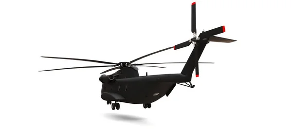 白い背景に軍用輸送や救助ヘリコプター。3Dイラスト. — ストック写真
