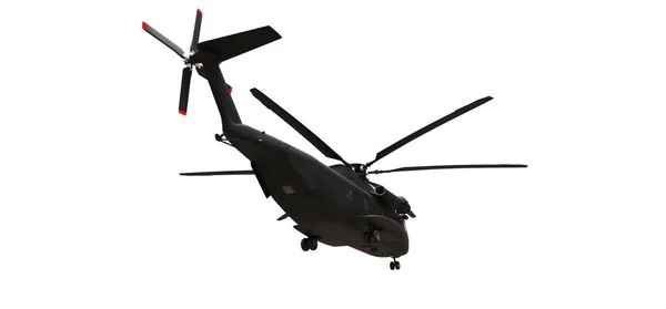 Військовий транспортний або рятувальний вертоліт на білому тлі. 3d ілюстрація . — стокове фото