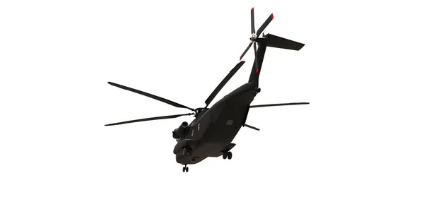 Helicóptero militar de transporte o rescate sobre fondo blanco. ilustración 3d. — Foto de Stock