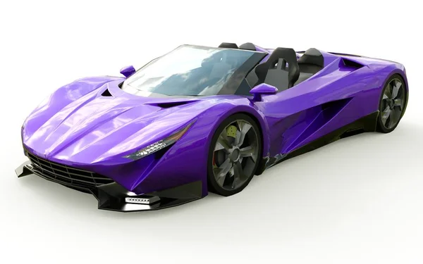 Purple konceptuella sport Cabriolet för att köra runt i staden och racerbana på en vit bakgrund. 3D-rendering. — Stockfoto