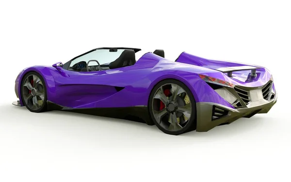 街をドライブし、白い背景にレーストラックのための紫の概念的なスポーツカブリオレ。3D レンダリング. — ストック写真