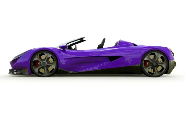 Фиолетовый концептуальный спортивный кабриолет для езды по городу и гоночной трассе на белом фоне. 3d-рендеринг . — стоковое фото