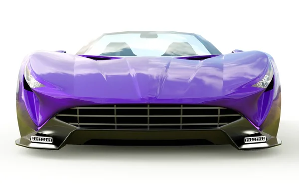 Фіолетовий концептуальний спортивний кабріолет для їзди по місту та гоночної траси на білому тлі. 3D візуалізація . — стокове фото