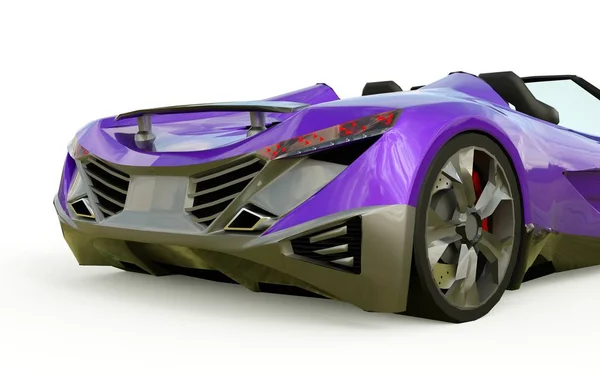 Roxo cabriolet esportes conceituais para dirigir ao redor da cidade e pista de corrida em um fundo branco. Renderização 3d . — Fotografia de Stock