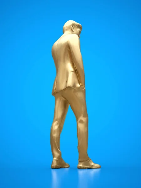 Gold figure hommes d'affaires parlant au téléphone. Rendu 3d . — Photo