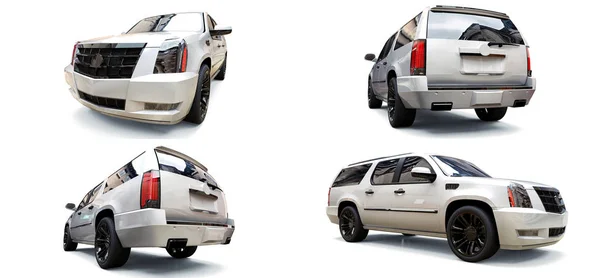 Set big white premium SUV on a white background. 3d rendering. — Stock Photo, Image