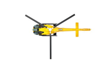 Sarı helikopter beyaz arka planda izole edildi. 3d oluşturma.