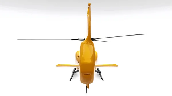 Helicóptero amarelo isolado no fundo branco. Renderização 3d . — Fotografia de Stock