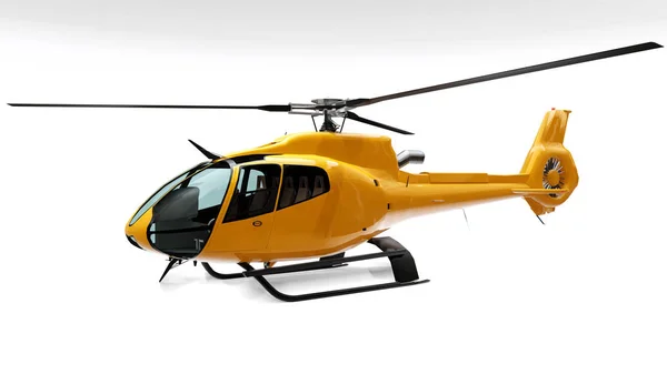 Жовтий вертоліт ізольований на білому тлі. 3D візуалізація . — стокове фото