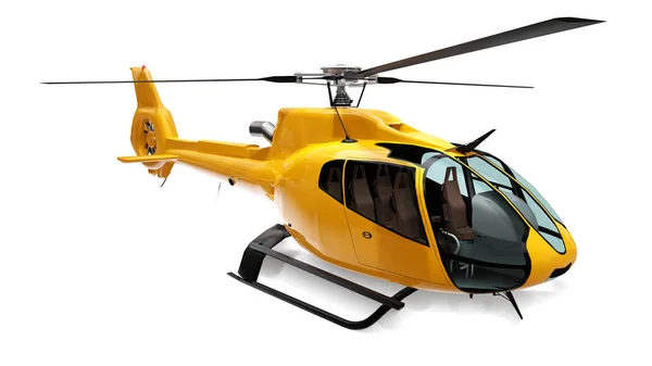 Желтый вертолет изолирован на белом фоне. 3d-рендеринг. — стоковое фото