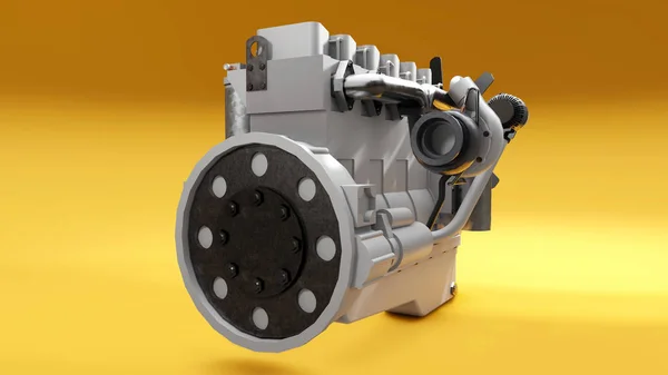 Un gran motor diesel con el camión representado. renderizado 3d. — Foto de Stock