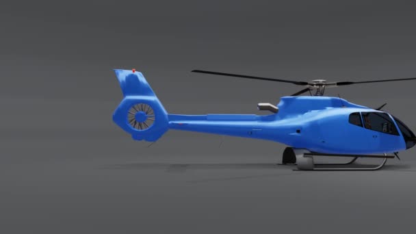 Helicóptero Azul Aislado Sobre Fondo Gris Ilustración — Vídeos de Stock