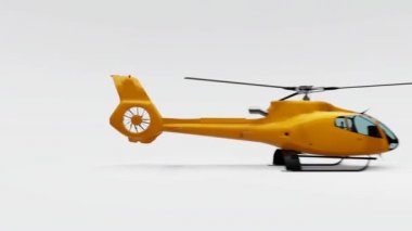 Sarı helikopter beyaz arka planda izole edildi. 3d oluşturma.