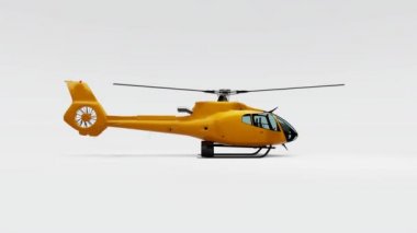Sarı helikopter beyaz arka planda izole edildi. 3d oluşturma.