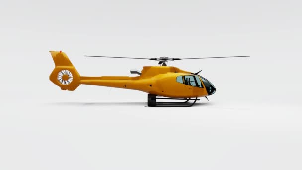 Желтый Вертолет Изолирован Белом Фоне Рендеринг — стоковое видео