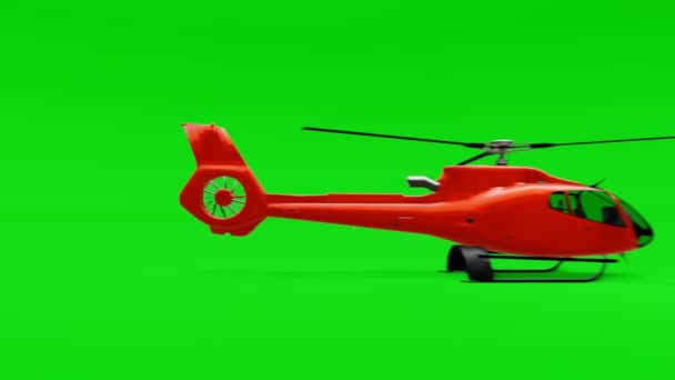 Roter Hubschrauber Isoliert Auf Grünem Hintergrund Illustration — Stockvideo