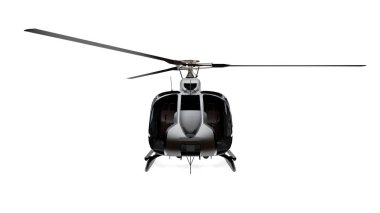 Siyah helikopter beyaz arka planda izole. 3d render.
