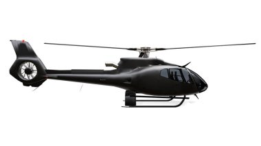 Siyah helikopter beyaz arka planda izole. 3d render.