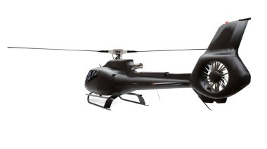 Siyah helikopter beyaz arka planda izole. 3d render.
