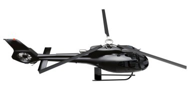 Siyah helikopter beyaz arka planda izole. 3d render.