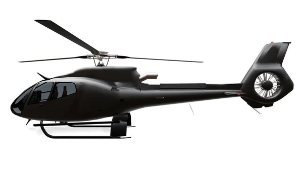 Hélicoptère noir isolé sur fond blanc. Rendu 3d . — Photo