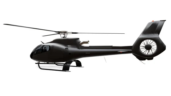 Svart helikopter isolerad på den vita bakgrunden. 3D-rendering. — Stockfoto