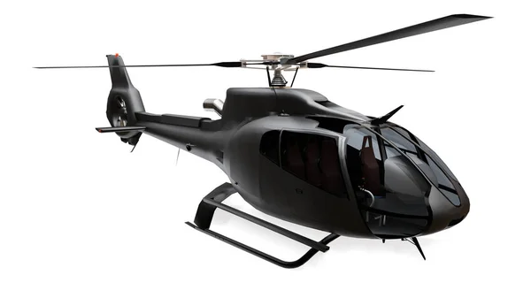 흰색 배경에 고립 된 검은 헬리콥터. 3D 렌더링. — 스톡 사진