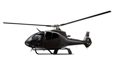 Siyah helikopter beyaz arka planda izole. 3d render.