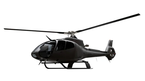 Schwarzer Hubschrauber isoliert auf weißem Hintergrund. 3D-Darstellung. — Stockfoto