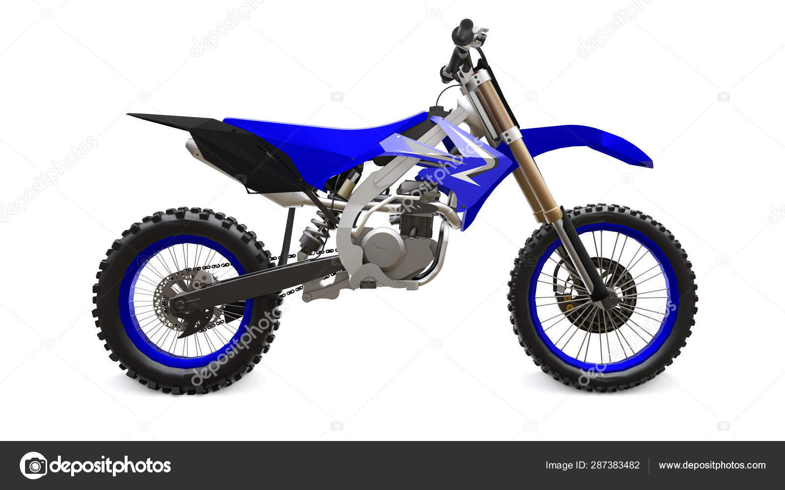 Blue and black sport bike for cross country on a white background