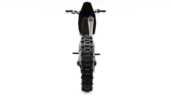 Blå och svart sportcykel för Cross-Country på en vit bakgrund. Racing Sportbike. Modern supercross motocross Dirt Bike. 3D-rendering. — Stockfoto