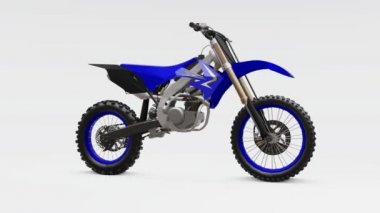 Beyaz bir arka planda Cross-Country için mavi ve siyah spor bisiklet. Yarış Sportbike. Modern Supercross Motocross Dirt Bike. 3B Işleme.
