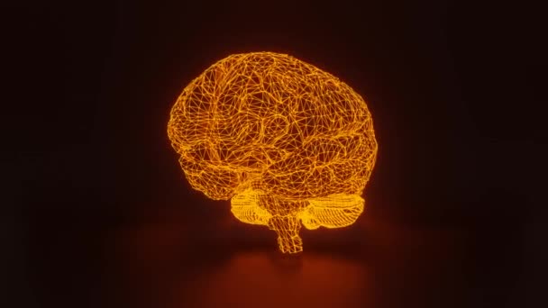 电子发光大脑 点和多边形网格 — 图库视频影像