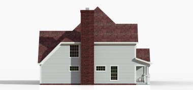 Klasik bir Amerikan kır evi çizimi. 3d illüstrasyon.
