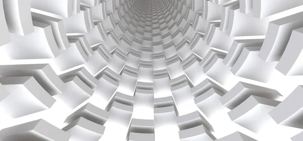 Lange witte tunnel als een abstracte achtergrond voor uw ontwerp. 3D illusration. — Stockfoto