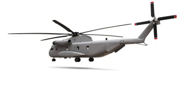 Beyaz arka planda askeri ulaşım ya da kurtarma helikopteri. 3d illüstrasyon.