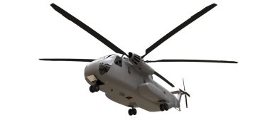Beyaz arka planda askeri ulaşım ya da kurtarma helikopteri. 3d illüstrasyon.