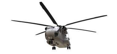 Beyaz arka planda askeri ulaşım ya da kurtarma helikopteri. 3d illüstrasyon.
