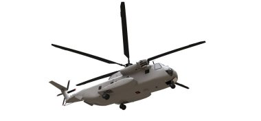 Beyaz arka planda askeri ulaşım ya da kurtarma helikopteri. 3d illüstrasyon.