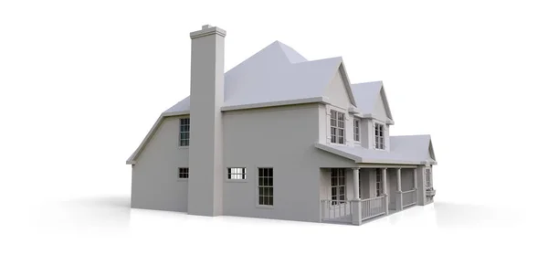 Render of a classic American country house. 3d illustration.