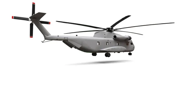 白い背景に軍用輸送や救助ヘリコプター。3Dイラスト. — ストック写真