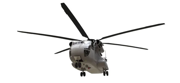 Transporte militar ou helicóptero de resgate em fundo branco. ilustração 3d. — Fotografia de Stock