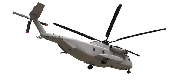 Trasporto militare o elicottero di soccorso su sfondo bianco. Illustrazione 3d. — Foto Stock